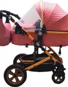 Baby Care Carucior pentru copii Pro 530 Roz 3 in 1 Transformabil Cadru Aluminiu Amortizoare Roti din cauciuc Spatar reglabil 3 trepte Plasa insecte Geanta
