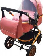Baby Care Carucior pentru copii Pro 530 Roz 3 in 1 Transformabil Cadru Aluminiu Amortizoare Roti din cauciuc Spatar reglabil 3 trepte Plasa insecte Geanta