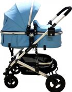 Baby Care Carucior pentru copii PRO 531 Albastru 3 in 1 Cadru Aluminiu Amortizoare Roti din cauciuc plin Landou Scoica auto Spatar reglabil 3 trepte Plasa insecte