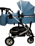 Baby Care Carucior pentru copii Pro 531 Albastru 3 in 1 Transformabil Cadru Aluminiu Amortizoare Roti din cauciuc Spatar reglabil 3 trepte Plasa insecte Geanta
