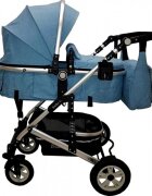 Baby Care Carucior pentru copii Pro 531 Albastru 3 in 1 Transformabil Cadru Aluminiu Amortizoare Roti din cauciuc Spatar reglabil 3 trepte Plasa insecte Geanta