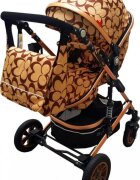 Baby Care Carucior pentru copii Pro 531 Bej cu fluturi maro 3 in 1 Transformabil Cadru Aluminiu Amortizoare Roti din cauciuc Spatar reglabil 3 trepte Plasa insecte Geanta