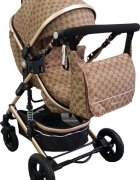 Baby Care Carucior pentru copii Pro 531 Bej Maro 3 in 1 Transformabil Cadru Aluminiu Amortizoare Roti din cauciuc Spatar reglabil 3 trepte Plasa insecte Geanta