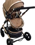 Baby Care Carucior pentru copii Pro 531 Bej Maro 3 in 1 Transformabil Cadru Aluminiu Amortizoare Roti din cauciuc Spatar reglabil 3 trepte Plasa insecte Geanta