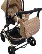 Baby Care Carucior pentru copii Pro 531 Bej Maro 3 in 1 Transformabil Cadru Aluminiu Amortizoare Roti din cauciuc Spatar reglabil 3 trepte Plasa insecte Geanta