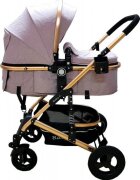 Baby Care Carucior pentru copii PRO 531 Gri 3 in 1 Cadru Aluminiu Amortizoare Roti din cauciuc plin Landou Scoica auto Spatar reglabil 3 trepte Plasa insecte