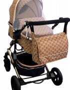 Baby Care Carucior pentru copii PRO 531 Maro 2 in 1 Cu geanta bebe Cadru Aluminiu Gold Amortizoare Roti din cauciuc plin Spatar reglabil 3 trepte Plasa insecte