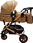 Baby Care Carucior pentru copii Pro 531 Maro Cappuccino 3 in 1 Transformabil Cadru Aluminiu Amortizoare Roti din cauciuc Spatar reglabil 3 trepte Plasa insecte Geanta