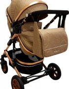 Baby Care Carucior pentru copii Pro 531 Maro Cappuccino 3 in 1 Transformabil Cadru Aluminiu Amortizoare Roti din cauciuc Spatar reglabil 3 trepte Plasa insecte Geanta