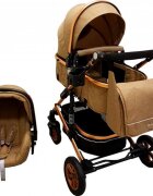 Baby Care Carucior pentru copii Pro 531 Maro Cappuccino 3 in 1 Transformabil Cadru Aluminiu Amortizoare Roti din cauciuc Spatar reglabil 3 trepte Plasa insecte Geanta
