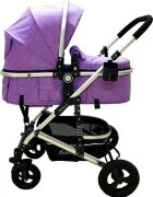 Baby Care Carucior pentru copii PRO 531 Mov 3 in 1 Cadru Aluminiu Amortizoare Roti din cauciuc plin Landou Scoica auto Spatar reglabil 3 trepte Plasa insecte