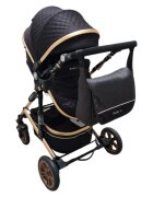 Baby Care Carucior pentru copii PRO 531 Negru 2 in 1 Cu geanta bebe Cadru Aluminiu Gold Amortizoare Roti din cauciuc plin Spatar reglabil 3 trepte Plasa insecte