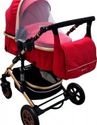 Baby Care Carucior pentru copii PRO 531 Rosu 2 in 1 Cu geanta bebe Cadru Aluminiu Gold Amortizoare Roti din cauciuc plin Spatar reglabil 3 trepte Plasa insecte