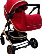 Baby Care Carucior pentru copii PRO 531 Rosu 2 in 1 Cu geanta bebe Cadru Aluminiu Gold Amortizoare Roti din cauciuc plin Spatar reglabil 3 trepte Plasa insecte