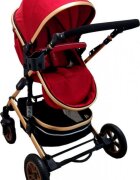 Baby Care Carucior pentru copii PRO 531 Rosu 2 in 1 Cu geanta bebe Cadru Aluminiu Gold Amortizoare Roti din cauciuc plin Spatar reglabil 3 trepte Plasa insecte
