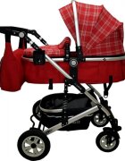 Baby Care Carucior pentru copii Pro 531 Rosu Carouri 3 in 1 Transformabil Cadru Aluminiu Amortizoare Roti din cauciuc Spatar reglabil 3 trepte Plasa insecte Geanta