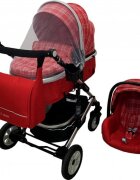 Baby Care Carucior pentru copii Pro 531 Rosu Carouri 3 in 1 Transformabil Cadru Aluminiu Amortizoare Roti din cauciuc Spatar reglabil 3 trepte Plasa insecte Geanta