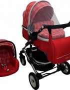Baby Care Carucior pentru copii Pro 531 Rosu Carouri 3 in 1 Transformabil Cadru Aluminiu Amortizoare Roti din cauciuc Spatar reglabil 3 trepte Plasa insecte Geanta