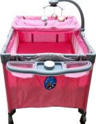 Baby Care Patut copii PRO FMAT Roz Pliabil 2 Niveluri de inaltime Melodii Masa infasat Carusel cu jucarii din plus Plasa insecte