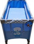 Baby Care Patut pentru copii PRO FMG Albastru 120x60 cm Pliabil 2 Niveluri de inaltime Cu geanta transport inclusa Plasa insecte