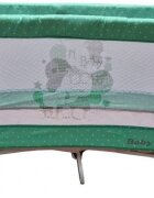 Baby Care Patut pentru copii PRO FMG Maro Verde 120x60 cm Pliabil 2 Niveluri de inaltime Cu geanta transport inclusa Plasa insecte