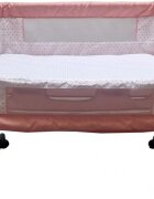 Baby Care Patut transformabil in balansoar Co-Sleeper Roz Cu plasa insecte si cosulet depozitare 4 roti cu frana Dimensiuni 85X95X50 cm Saltea inclusa Cadru aluminiu