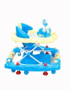 Baby Care Premergator pentru copii H914 Ratusca Albastru cu roti din silicon melodii si functie balansoar