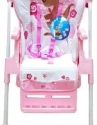 Baby Care Scaun de masa pentru copii CC Cangur Roz reglabil in 3 trepte pliabil centura de siguranta sezut confortabil masuta detasabila pozitie somn cosulet de depozitare