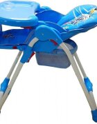 Baby Care Scaun de masa pentru copii CC Micul Marinar Albastru reglabil in 3 trepte pliabil centura de siguranta sezut confortabil masuta detasabila pozitie somn cosulet de depozitare