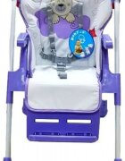 Baby Care Scaun de masa pentru copii CC Ursulet Mov reglabil in 3 trepte pliabil centura de siguranta sezut confortabil masuta detasabila pozitie somn cosulet de depozitare