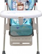 Baby Care Scaun de masa pentru copii si bebe CC Animalute Albastru reglabil in 3 trepte Pliabil Centura de siguranta Sezut confortabil Masuta detasabila Pozitie somn Cosulet de depozitare