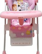Baby Care Scaun de masa pentru copii si bebe CC Animalute Roz reglabil in 3 trepte Pliabil Centura de siguranta Sezut confortabil Masuta detasabila Pozitie somn Cosulet de depozitare