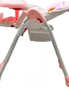 Baby Care Scaun de masa pentru copii si bebe CC Animalute Roz reglabil in 3 trepte Pliabil Centura de siguranta Sezut confortabil Masuta detasabila Pozitie somn Cosulet de depozitare