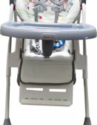 Baby Care Scaun de masa pentru copii si bebe CC Elefanti Gri reglabil in 3 trepte Pliabil Centura de siguranta Sezut confortabil Masuta detasabila Pozitie somn Cosulet de depozitare