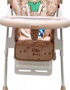Baby Care Scaun de masa pentru copii si bebe CC Ursulet Crem reglabil in 3 trepte Pliabil Centura de siguranta Sezut confortabil Masuta detasabila Pozitie somn Cosulet de depozitare