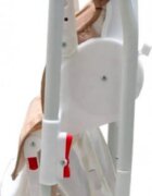 Baby Care Scaun de masa pentru copii si bebe CC Ursulet Crem reglabil in 3 trepte Pliabil Centura de siguranta Sezut confortabil Masuta detasabila Pozitie somn Cosulet de depozitare