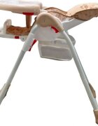 Baby Care Scaun de masa pentru copii si bebe CC Ursulet Crem reglabil in 3 trepte Pliabil Centura de siguranta Sezut confortabil Masuta detasabila Pozitie somn Cosulet de depozitare