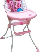 Baby Care Scaun de masa pentru copii si bebe CH Pliabil Centura de siguranta Sezut confortabil Masuta detasabila Model Cangur Roz
