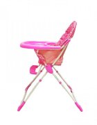Baby Care Scaun de masa pentru copii si bebe CH Pliabil Centura de siguranta Sezut confortabil Masuta detasabila Model Floricele Roz