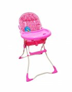 Baby Care Scaun de masa pentru copii si bebe CH Pliabil Centura de siguranta Sezut confortabil Masuta detasabila Model Floricele Roz
