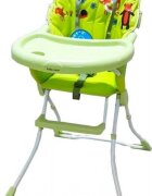 Baby Care Scaun de masa pentru copii si bebe CH Pliabil Centura de siguranta Sezut confortabil Masuta detasabila Model Prietenii din Padure Verde