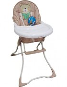 Baby Care Scaun de masa pentru copii si bebe CH Pliabil Centura de siguranta Sezut confortabil Masuta detasabila Model Ursulet Beige