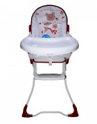 Baby Care Scaun de masa pentru copii si bebe CH Pliabil Centura de siguranta Sezut confortabil Masuta detasabila Model Ursulet Rosu cu Alb