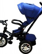 Baby Care Tricicleta pentru copii Turbo Bike Albastru cu Far luminos Roti din cauciuc Pozitie somn Pedale si maner pentru parinti Scaun reversibil cu invartire 360 grade Cadru metalic Dimensiuni 110X45X90 cm