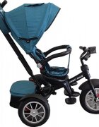 Baby Care Tricicleta pentru copii Turbo Bike Albastru Turquoise cu Far luminos Roti din cauciuc Pozitie somn Pedale si maner pentru parinti Scaun reversibil cu invartire 360 grade Cadru metalic Dimensiuni 110X45X90 cm