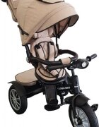 Baby Care Tricicleta pentru copii Turbo Bike Crem cu Far luminos Roti din cauciuc Pozitie somn Pedale si maner pentru parinti Scaun reversibil cu invartire 360 grade Cadru metalic Dimensiuni 110X45X90 cm
