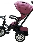 Baby Care Tricicleta pentru copii Turbo Bike Fucsia cu Far luminos Roti din cauciuc Pozitie somn Pedale si maner pentru parinti Scaun reversibil cu invartire 360 grade Cadru metalic Dimensiuni 110X45X90 cm
