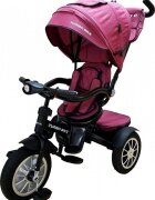 Baby Care Tricicleta pentru copii Turbo Bike Fucsia cu Far luminos Roti din cauciuc Pozitie somn Pedale si maner pentru parinti Scaun reversibil cu invartire 360 grade Cadru metalic Dimensiuni 110X45X90 cm