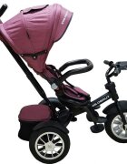 Baby Care Tricicleta pentru copii Turbo Bike Fucsia cu Far luminos Roti din cauciuc Pozitie somn Pedale si maner pentru parinti Scaun reversibil cu invartire 360 grade Cadru metalic Dimensiuni 110X45X90 cm