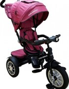 Baby Care Tricicleta pentru copii Turbo Bike Fucsia cu Far luminos Roti din cauciuc Pozitie somn Pedale si maner pentru parinti Scaun reversibil cu invartire 360 grade Cadru metalic Dimensiuni 110X45X90 cm